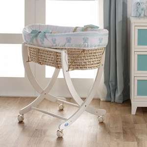 Mint Moses Basket - Available in Gray, Blue & Pink